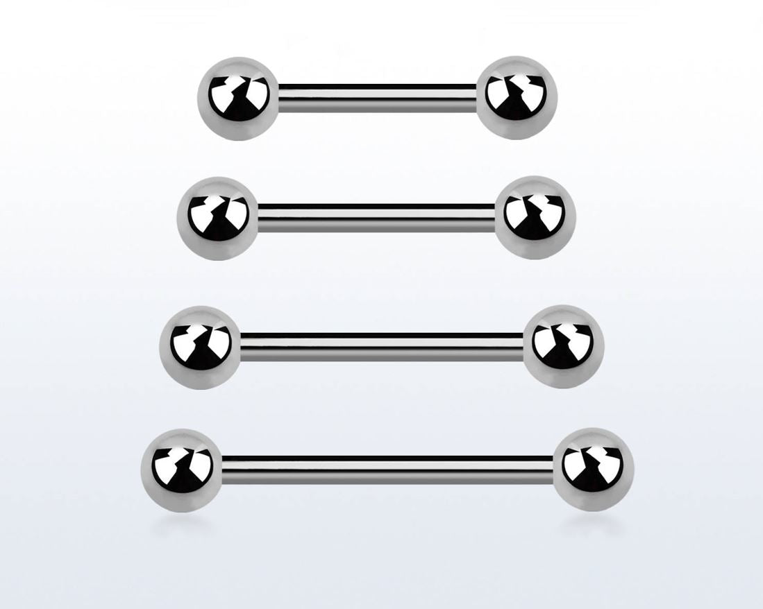 Titanium 1,6mm barbell met 4mm balletjes Zilver Dumpstijl
